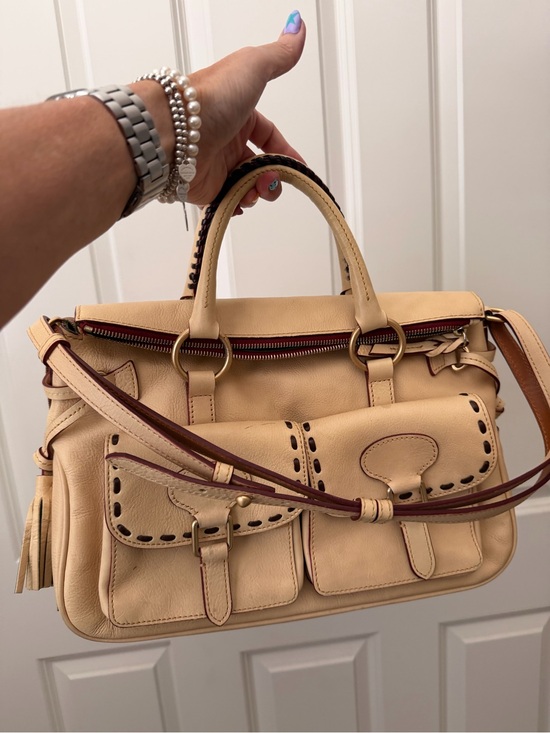 Dooney & Bourke Handbags - Dooney & Bourke Beige/Cream Leather Satchel